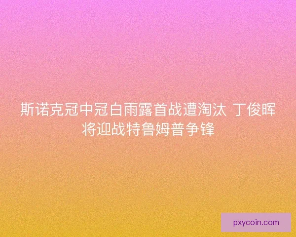 斯诺克冠中冠白雨露首战遭淘汰 丁俊晖将迎战特鲁姆普争锋
